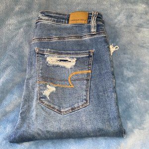 American Eagle Outfitters Womens Ripped Jeans Size 10 (Super Hi-Rise Jegging)